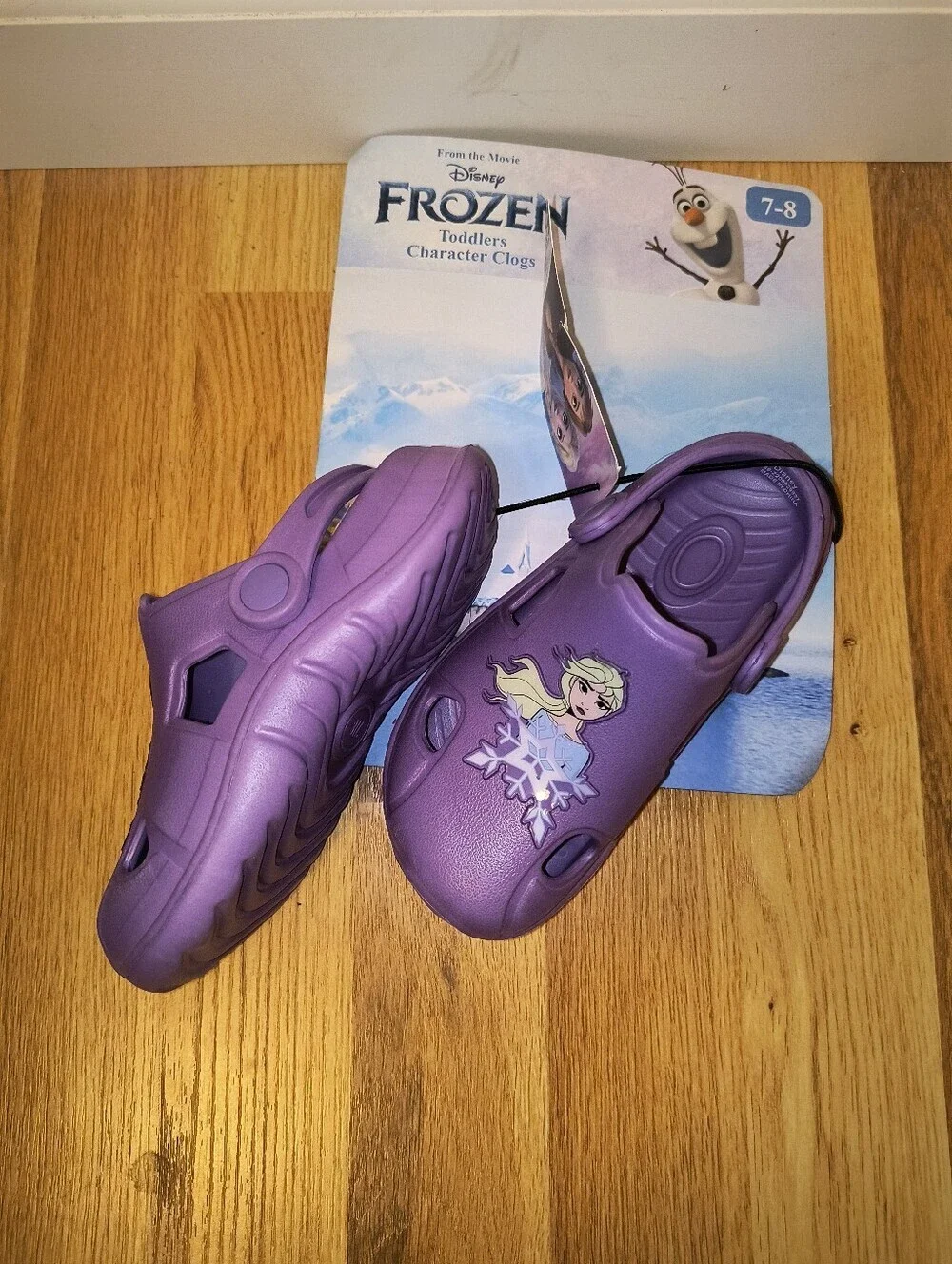Kids Purple Slip-On Clog with Snowflake Character Elsa Frozen 7 8 Croc